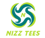 Logo of Nizz Tees with a green and blue design on a white background